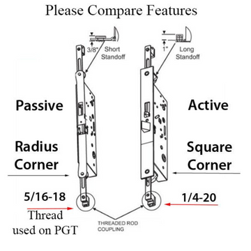Active Concealed Rod, 60/92 Mortise Lock, No Faceplate - PGT
